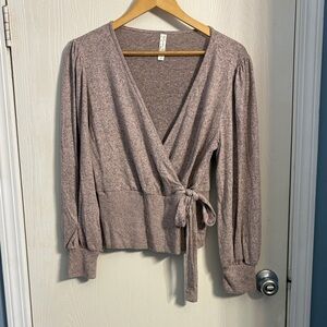 PerSeption Concept Heathered Mauve Wrap Blouse